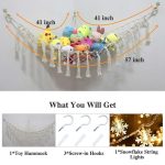 Stuffed Animal Net or Hammock with LED Light and Hooks - Stuffed Animal Storage Toy Hammock for Wall - Macrame Corner Plushie Net Jumbo, Boho Hanging Plush Organizer for Kids Bedroom Decor (41*41*57) - Image 4
